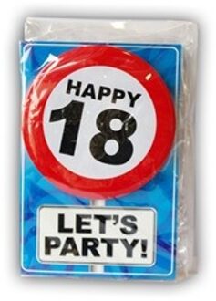 Happy Age Kaart Button - 18 Jaar Rood - Zalm