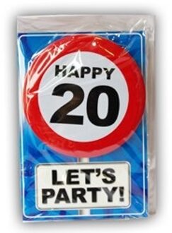 Happy Age Kaart Button - 20 Jaar Rood - Zalm