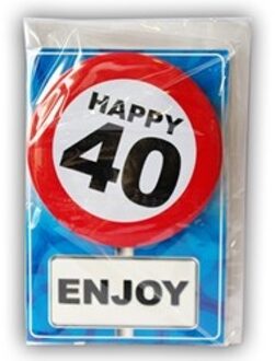 Happy Age Kaart Button - 40 Jaar Rood - Zalm