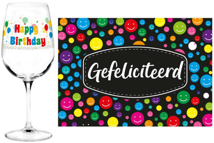 Happy Birthday cadeau glas 18 jaar verjaardag en Gefeliciteerd kaart - feest glas wijn Transparant