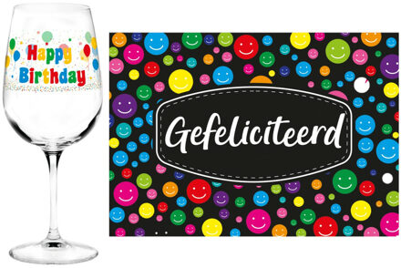 Happy Birthday cadeau glas 21 jaar - verjaardag - en Gefeliciteerd kaart