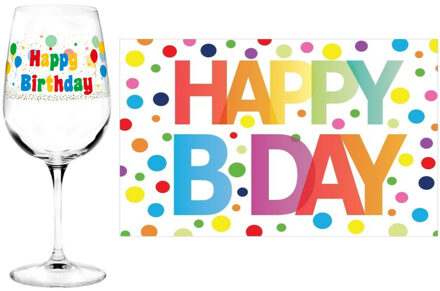 Happy Birthday cadeau verjaardag glas en A5-size wenskaart