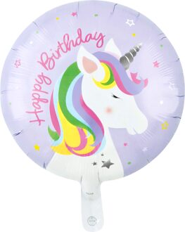 Happy Birthday Eenhoorn Folieballon (46cm) Multikleur - Print