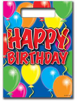 Happy birthday feestzakjes ballonnen - 8 stuks Multikleur