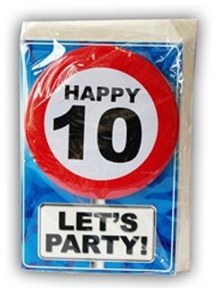 Happy Birthday kaart met button 10 jaar - Verjaardagskaarten Multikleur