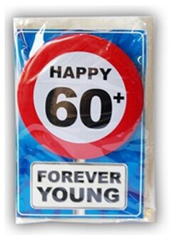 Happy Birthday kaart met button 60 jaar - Verjaardagskaarten Multikleur