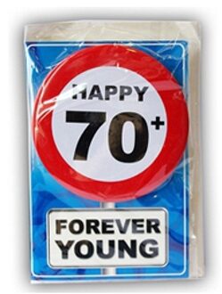 Happy Birthday kaart met button 70 jaar - Verjaardagskaarten Multikleur