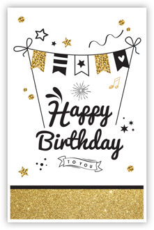 Happy Birthday Kaart Vlaggetjes tussen stokken Multikleur - Print