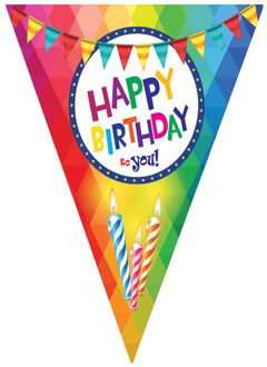 Happy Birthday thema vlaggetjes slinger/vlaggenlijn van 5 meter - Vlaggenlijnen Multikleur