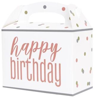 Happy Birthday Uitdeeldoosjes Rosé Goud 23cm 6st