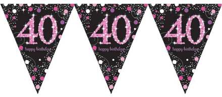 Happy Birthday vlaggenlijn 40 jaar sparkling pink Roze