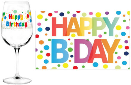 Happy Birthday wijnglas 40 jaar - verjaardag cadeau - met A5-size wenskaart - gefeliciteerd