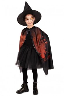 Happy Halloween Cape Kind met Hoed Zwart