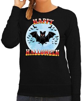 Happy Halloween vleermuis verkleed sweater zwart voor dames S