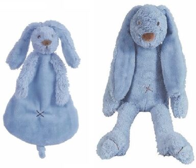 Happy Horse donker blauw konijnen baby knuffeltje en knuffeldoekje Richie voor jongens/meisjes