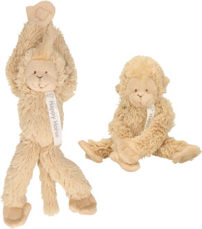 Happy Horse pluche aapje knuffel - 2x stuks - 23 cm - beige