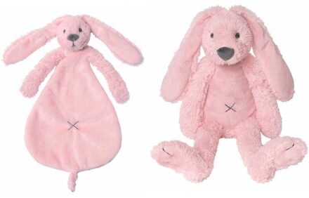 Happy Horse roze konijnen baby knuffeltje en knuffeldoekje Richie voor jongens/meisjes