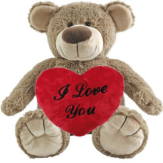 Happy Horse Valentijn Love cadeau set - Knuffelbeer met rood Love you hartje 10 cm - Knuffelberen