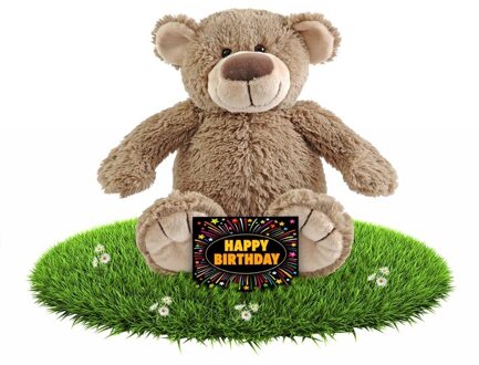 Happy Horse Verjaardag knuffel beer beige 22 cm + gratis verjaardagskaart
