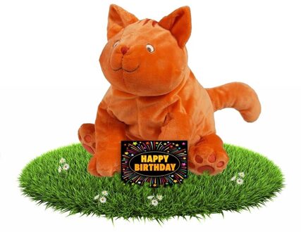 Happy Horse Verjaardag knuffel Dikkie Dik 30 cm met gratis verjaardagskaart Oranje