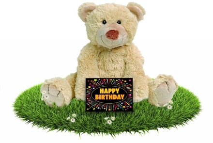 Happy Horse Verjaardag knuffel teddybeer Boogy 35 cm - incl. gratis verjaardagskaart Beige