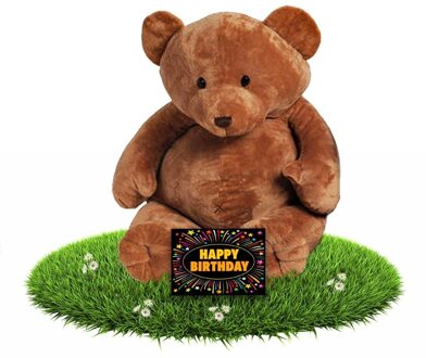 Happy Horse Verjaardag knuffel teddybeer Boris 54 cm - incl. gratis verjaardagskaart Bruin