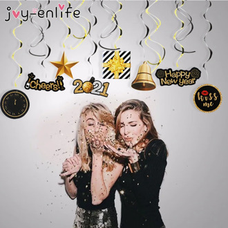 Happy New Year 2021 Ceiling Garland Hanging Plastic Spiral Ornaments New Year's Eve Xmas Gift Christmas Decoration for Home Noel