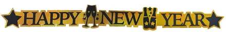 Happy New Year Banner Goud 113cm Goud - Brons