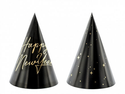 Happy New Year Feesthoedjes 16cm 6st