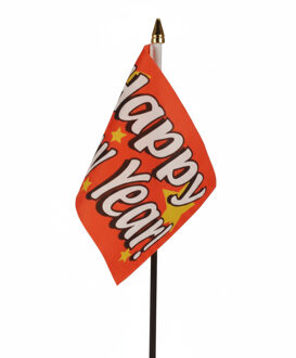 Happy New Year mini vlaggetje op stok 10 x 15 cm  - oud en nieuw