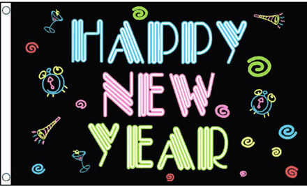 Happy New Year neon vlag