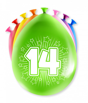 Happy party ballon - 14 jaar verschillende