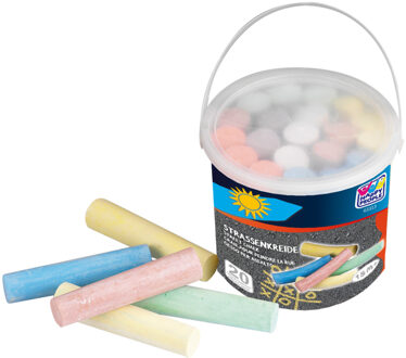 Happy People 20x Stoepkrijt/stoepkrijtjes gekleurd in emmer