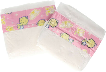 Happy People 2x Poppen luiers herbruikbaar poppenspeelgoed - Babypoppenverzorgingsproducten Wit