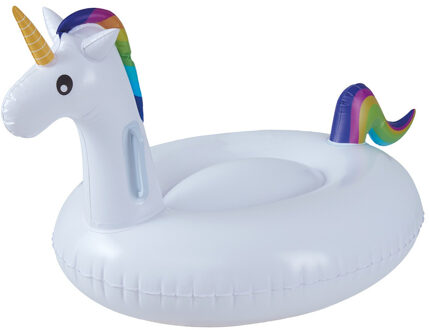 Happy People Eenhoorn luchtbed - opblaasbaar - wit - pvc - 90 cm - zwembad speelgoed