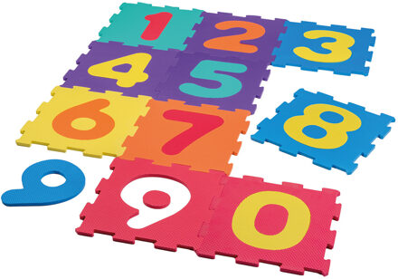 Happy People Foam puzzelmat/puzzeltegels/vloerpuzzel cijfers 0 t/m 9 educatief speelgoed