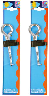 Happy People schommelhaak - 2x - zilver - staal - 16 cm - met karabijnhaak