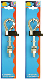 Happy People schommelhaak - 2x - zilver - staal - 16 cm - met moer