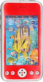 Happy People Speelgoed smartphone/mobiele telefoon rood met licht en geluid 11 cm