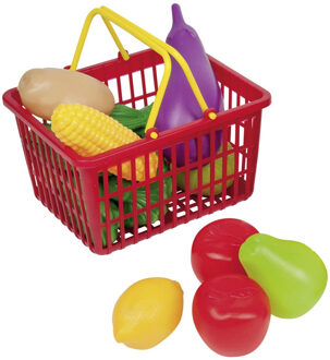 Happy People winkelmandje 15 cm 11-delig groente en fruit Rood