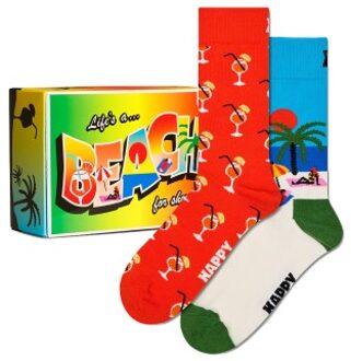 Happy Socks 2 stuks Beach Life Gift Set * Actie * Versch.kleure/Patroon - Maat 36/40,Maat 41/46