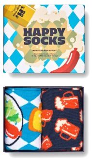 Happy Socks 2 stuks Beer Gift Box * Actie * Versch.kleure/Patroon,Blauw,Groen - Maat 36/40,Maat 41/46