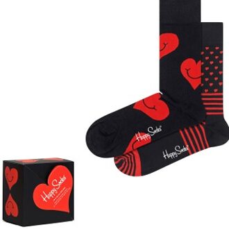 Happy Socks 2 stuks I Love You Hearts Gift Box * Actie * Versch.kleure/Patroon,Zwart - Maat 36/40,Maat 41/46