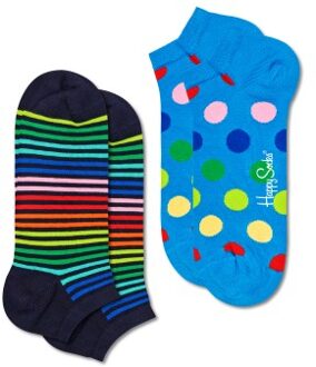 Happy Socks 2 stuks Mini Stripe Low Sock * Actie * Blauw - Maat 41/46