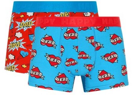 Happy Socks 2 stuks Super Dad Boxershorts Blauw - Medium,X-Large