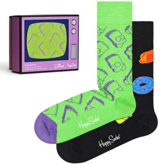 Happy Socks 2 stuks The Simpsons Gift Set * Actie * Zwart,Groen,Versch.kleure/Patroon - Maat 36/40