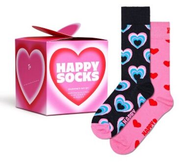 Happy Socks 2 stuks Valentine Gift Set * Actie * Roze,Versch.kleure/Patroon - Maat 36/40,Maat 41/46