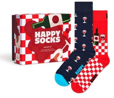 Happy Socks 2 stuks Wine Gift Set * Actie * Versch.kleure/Patroon,Blauw,Rood - Maat 36/40