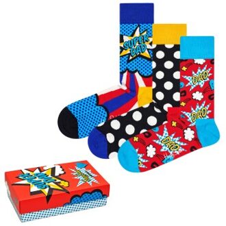 Happy Socks 3 stuks Fathers Day Gift Box * Actie * Versch.kleure/Patroon,Blauw,Rood - Maat 36/40,Maat 41/46