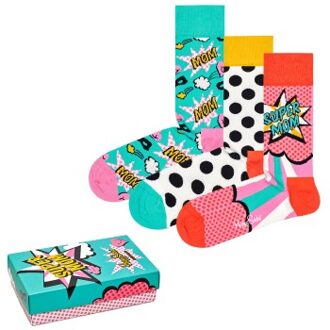 Happy Socks 3 stuks Mothers Day Gift Box * Actie * Versch.kleure/Patroon,Blauw,Roze - Maat 36/40